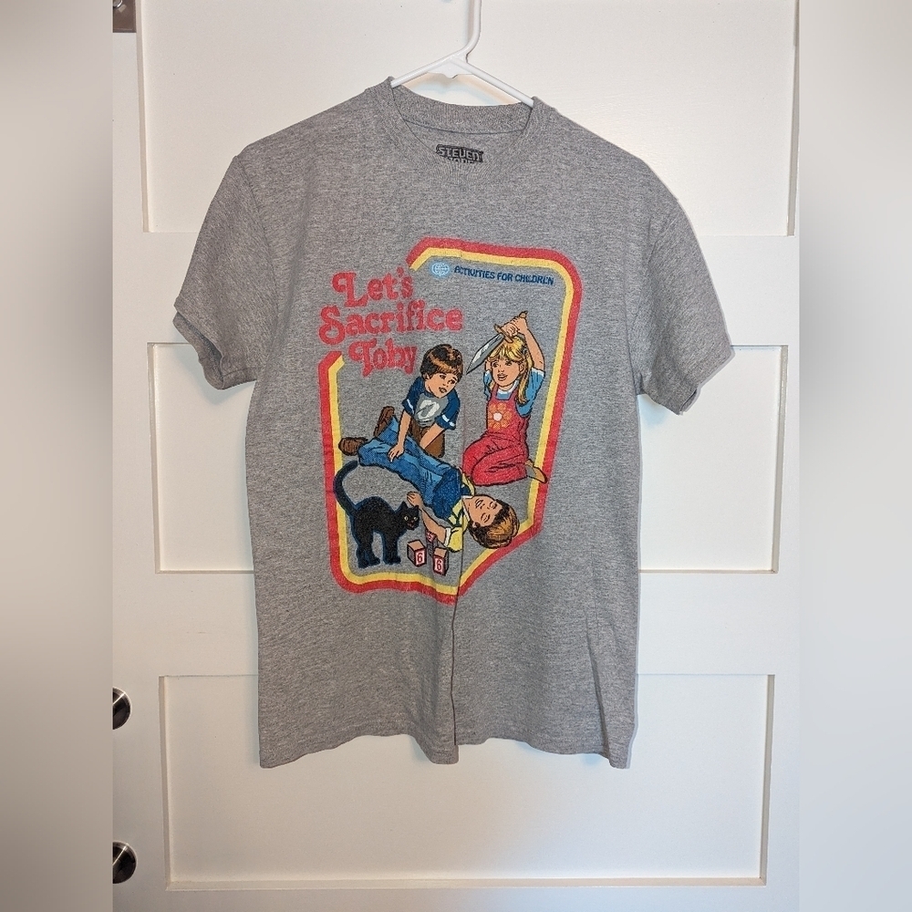 Steven Rhodes "Lets Sacrifice Toby" tshirt. Unisex size Medium. Gray.